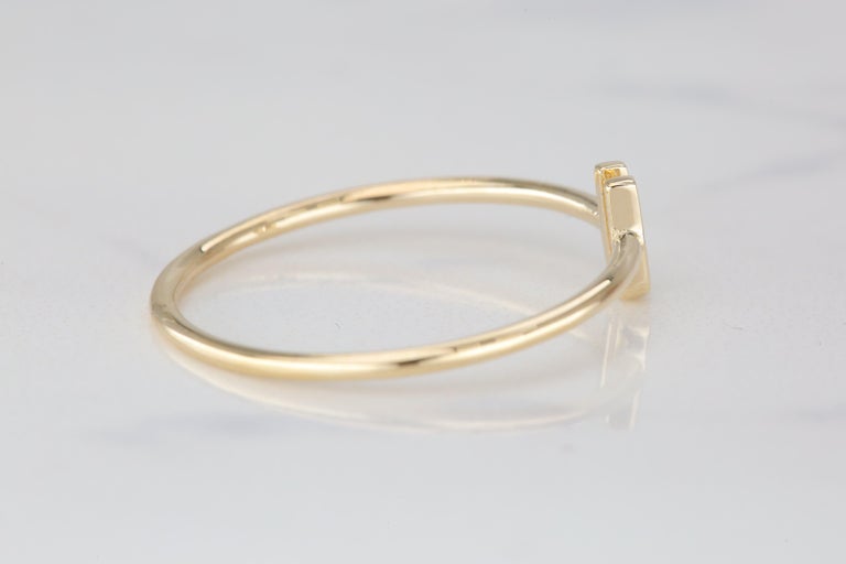 Customizable 14K Gold Initial U Letter Ring, Personalized Initial ...