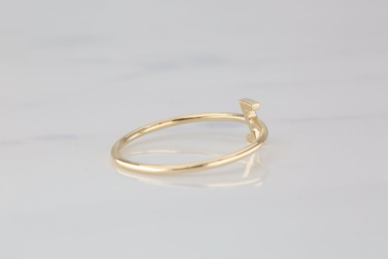 Customizable 14K Gold Initial Z Letter Ring, Personalized Initial
