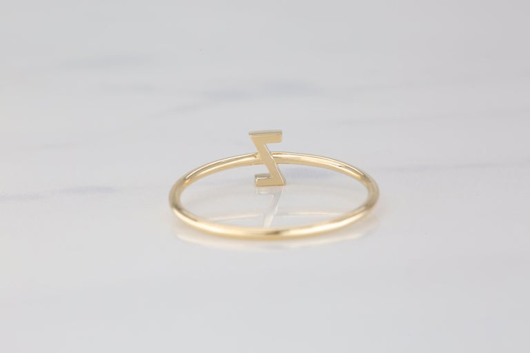 Customizable 14K Gold Initial Z Letter Ring, Personalized Initial ...