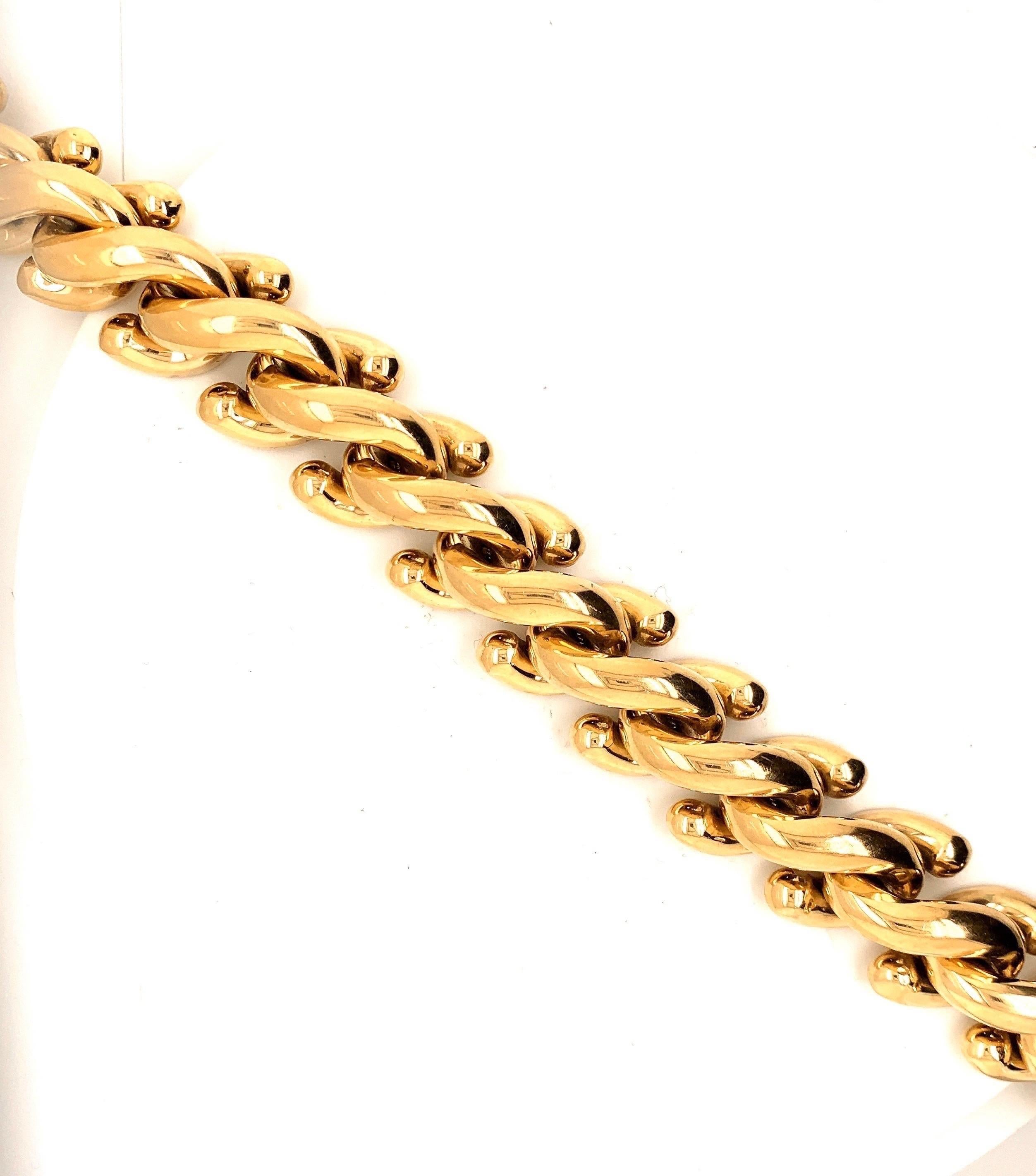 82 grams of 14k Gold, make up this incredible vintage Italian bracelet.

Viewings available in our NYC wholesale Office by appointment.