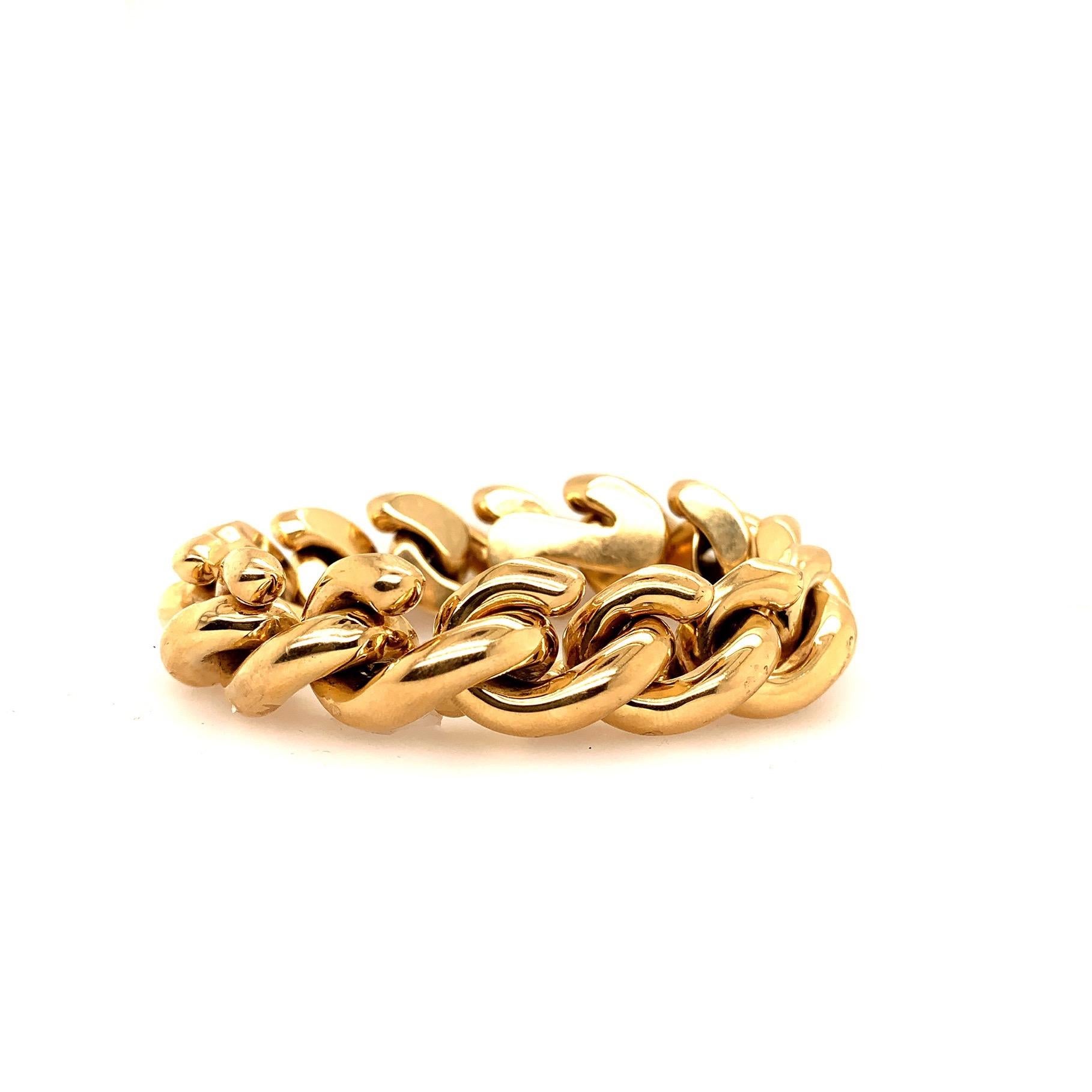Women's or Men's 14 Karat Gold Italian Bracelet For Sale