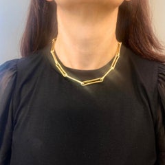 Halskette aus 14-karätigem Gold mit länglichen Gliedern in italienischem Stil