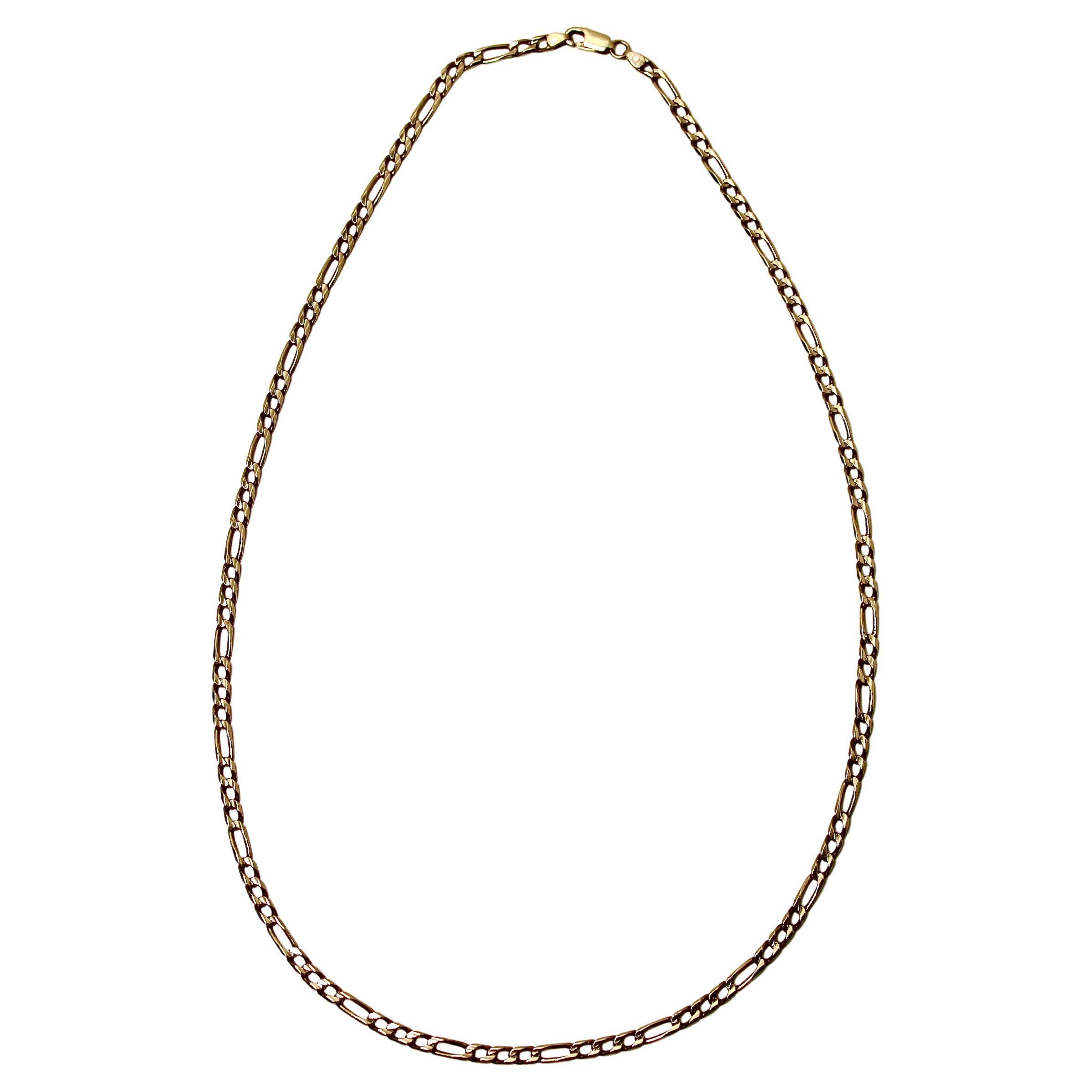 14k Gold Italian Figaro Chain Link Necklace For Sale