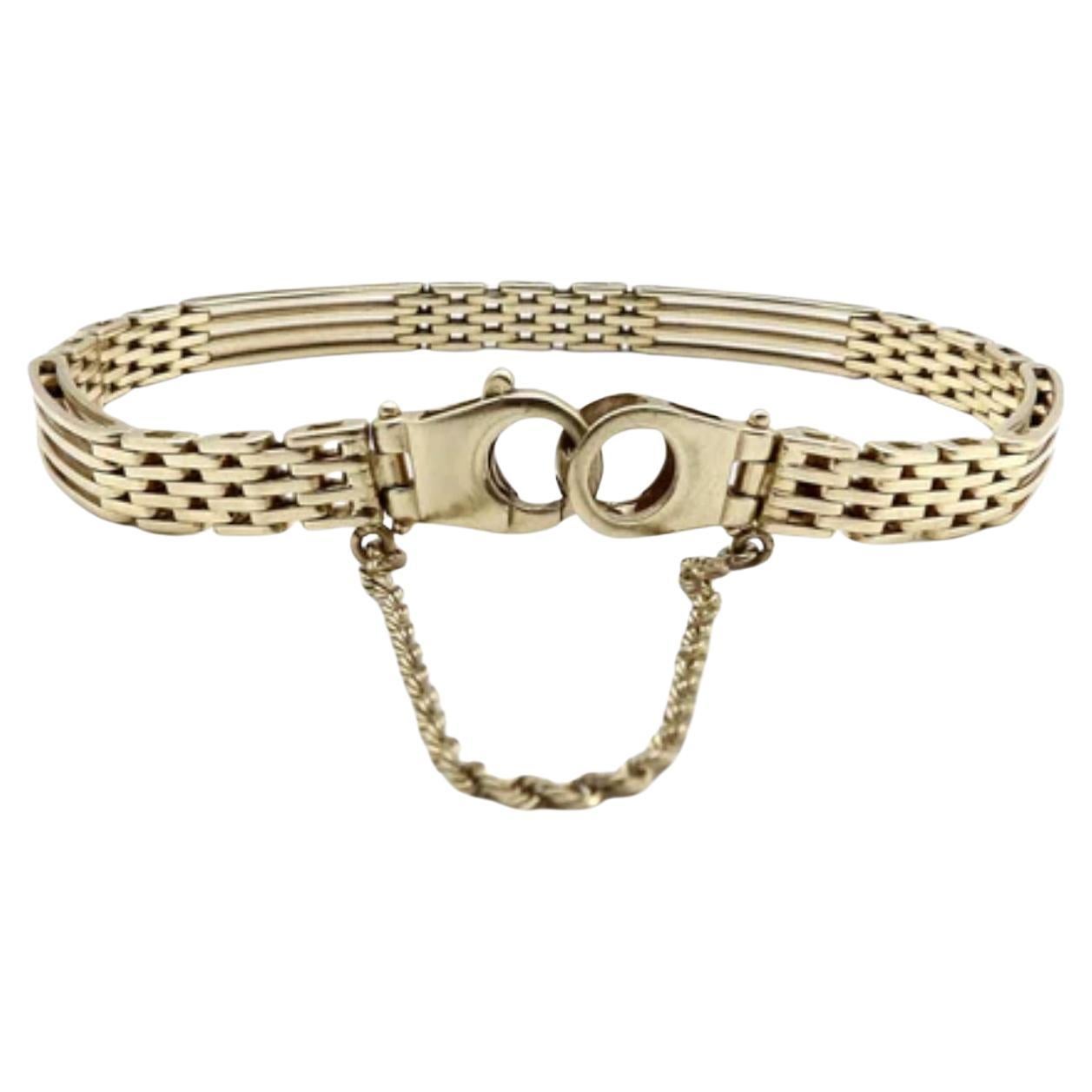 14K Gold Italian Gate Bracelet, circa 1980s For Sale