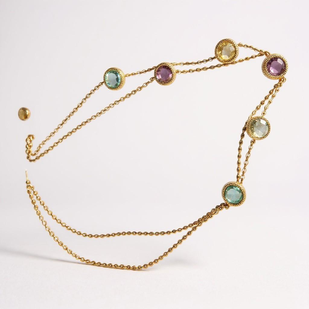 Contemporain Collier de pierres italiennes en or 14K de Milor de 33 pouces de long en vente