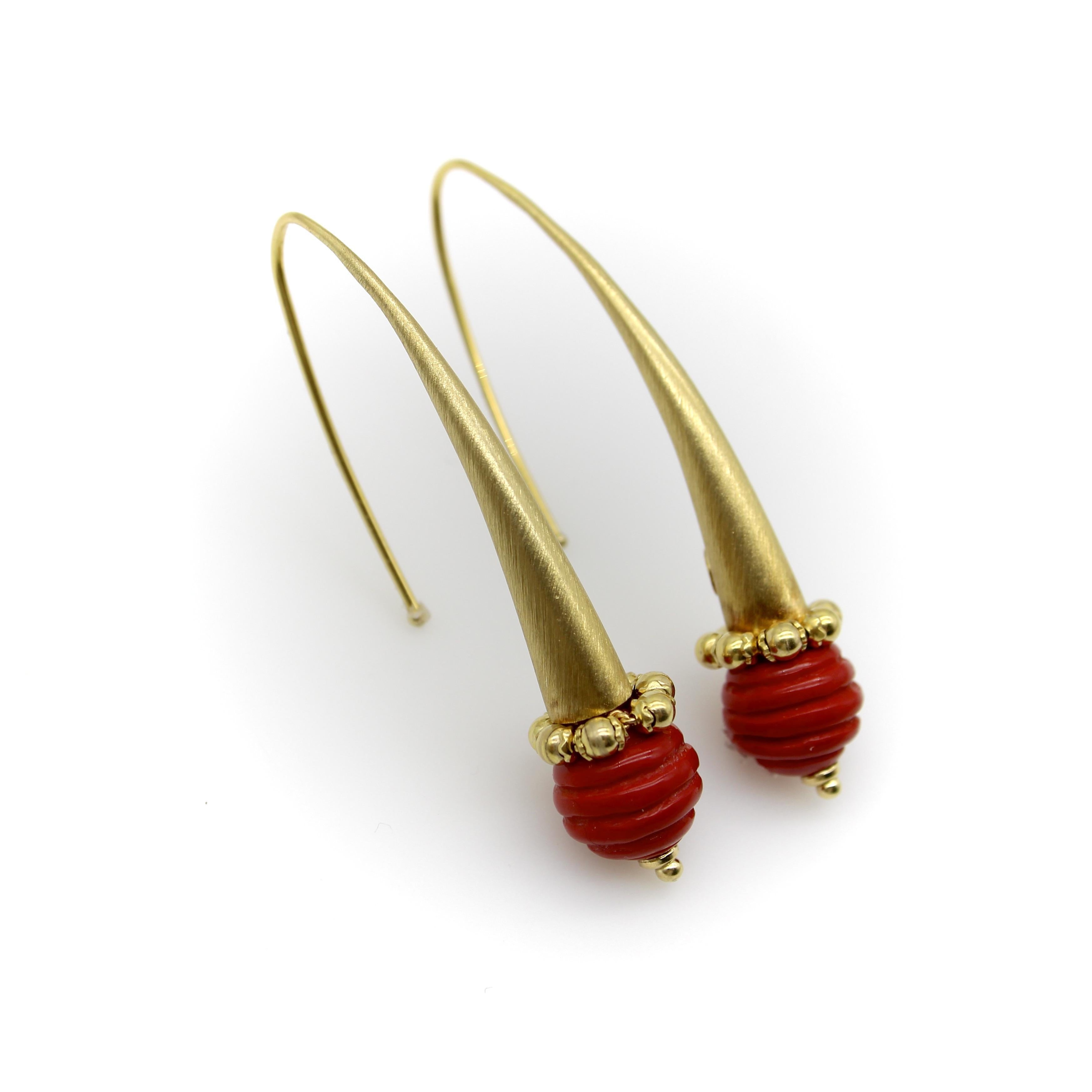 da uomo o donna Orecchini pendenti modernisti in oro 14K con sfera di vetro in vendita