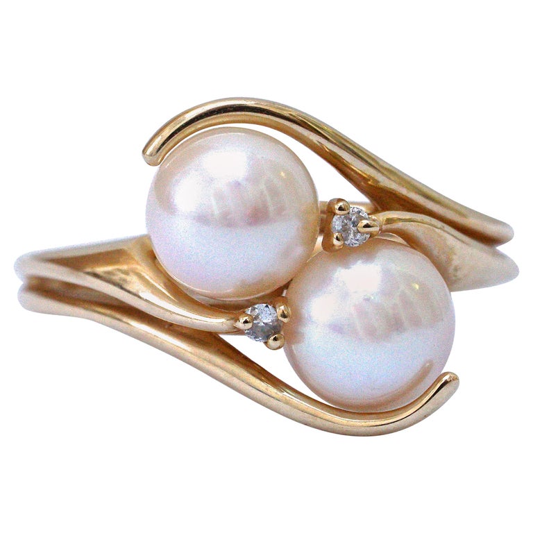 Vintage Ring 14K Yellow Gold Cultured 6.5mm Pearl Retro Style Size 7 3.4g