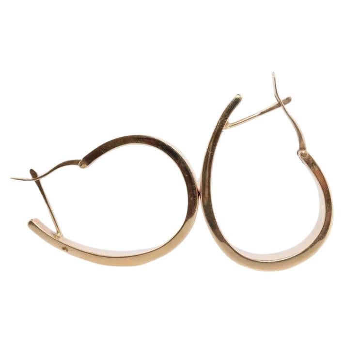 14k Gold J HOOP Earrings. Vintage Andrea Candela Large Heavy Hoop Gloss earrings