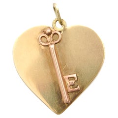 Pendentif en or 14K "Clé de mon coeur" Love Vintage Charm