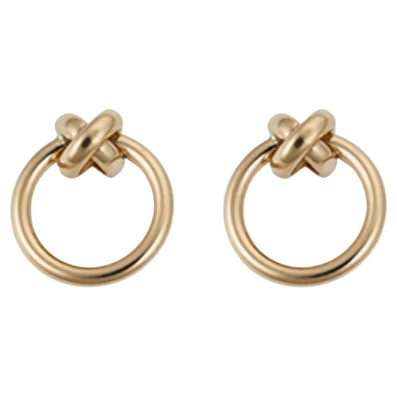 14K Gold Knot Circle Earrings For Sale