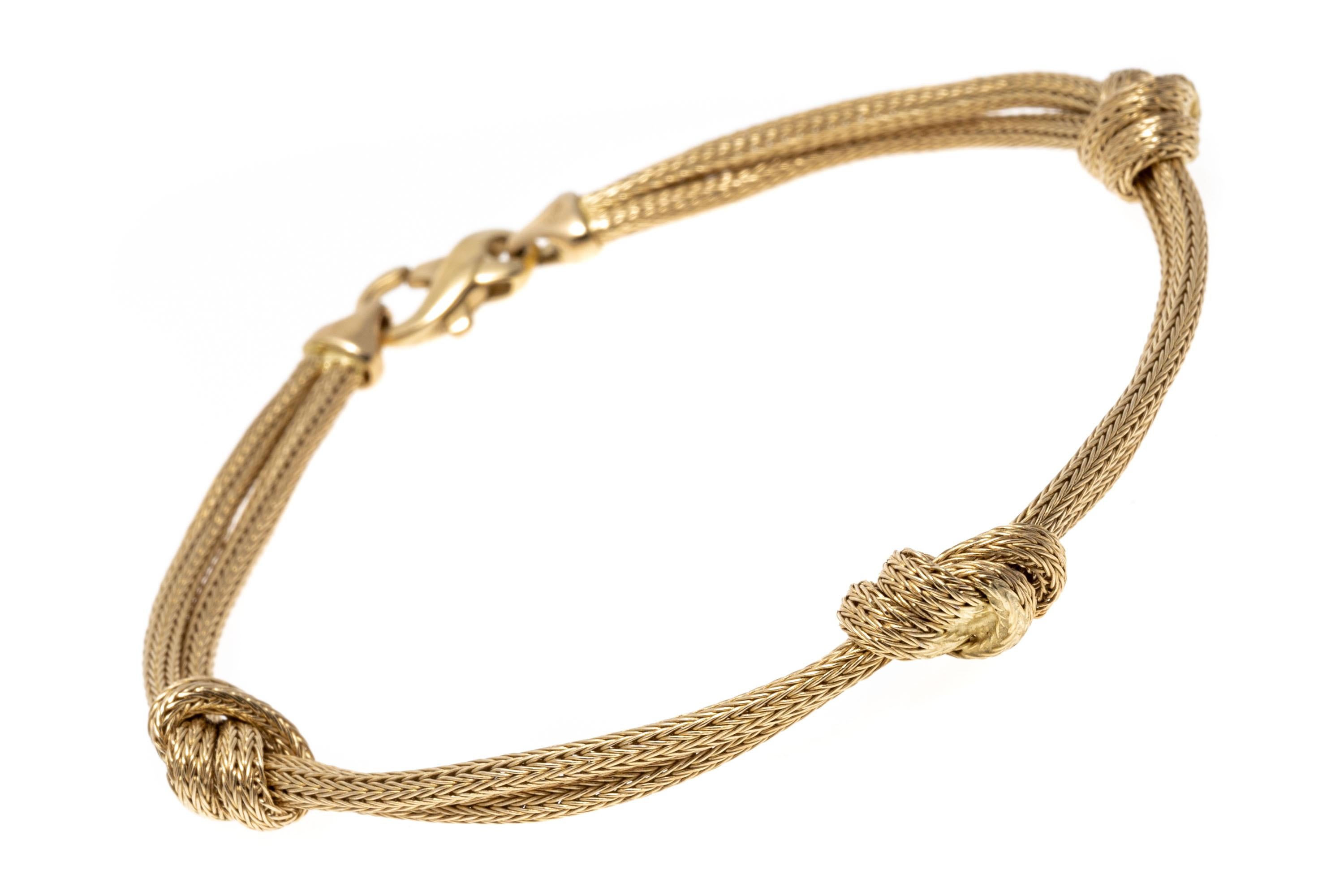 Women's 14K Yellow Gold Knotted Foxtail Style Chain Bracelet