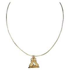 14k Gold Koi Fish Itaglio Pendant Necklace 