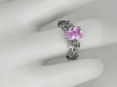 14k Gold Kunzite and Diamonds Ring