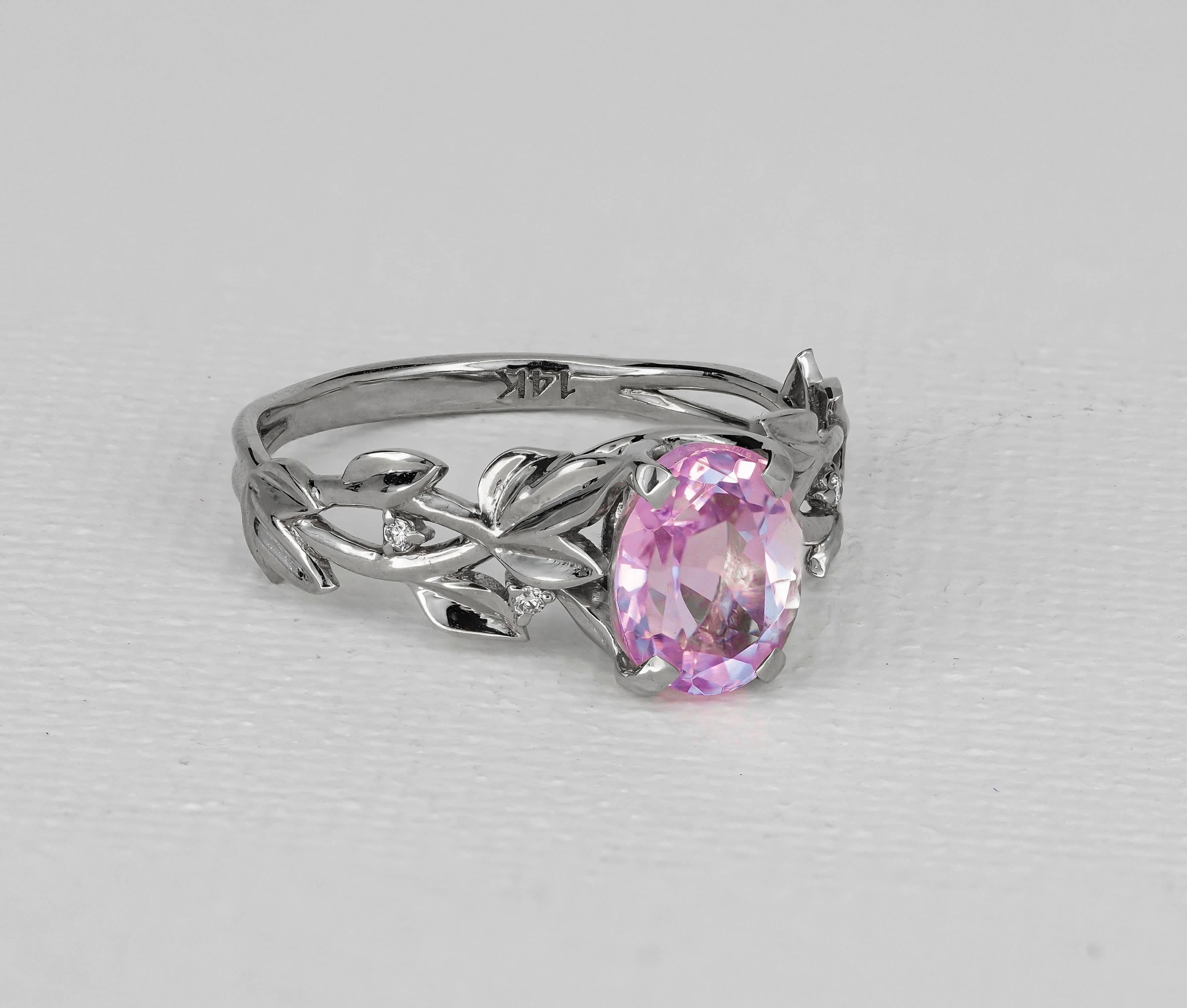 En vente :  Bague en or 14 carats avec kunzite et diamants 5