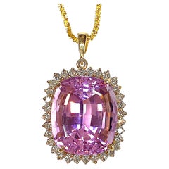 14K Gold Kunzite & Diamond Necklace