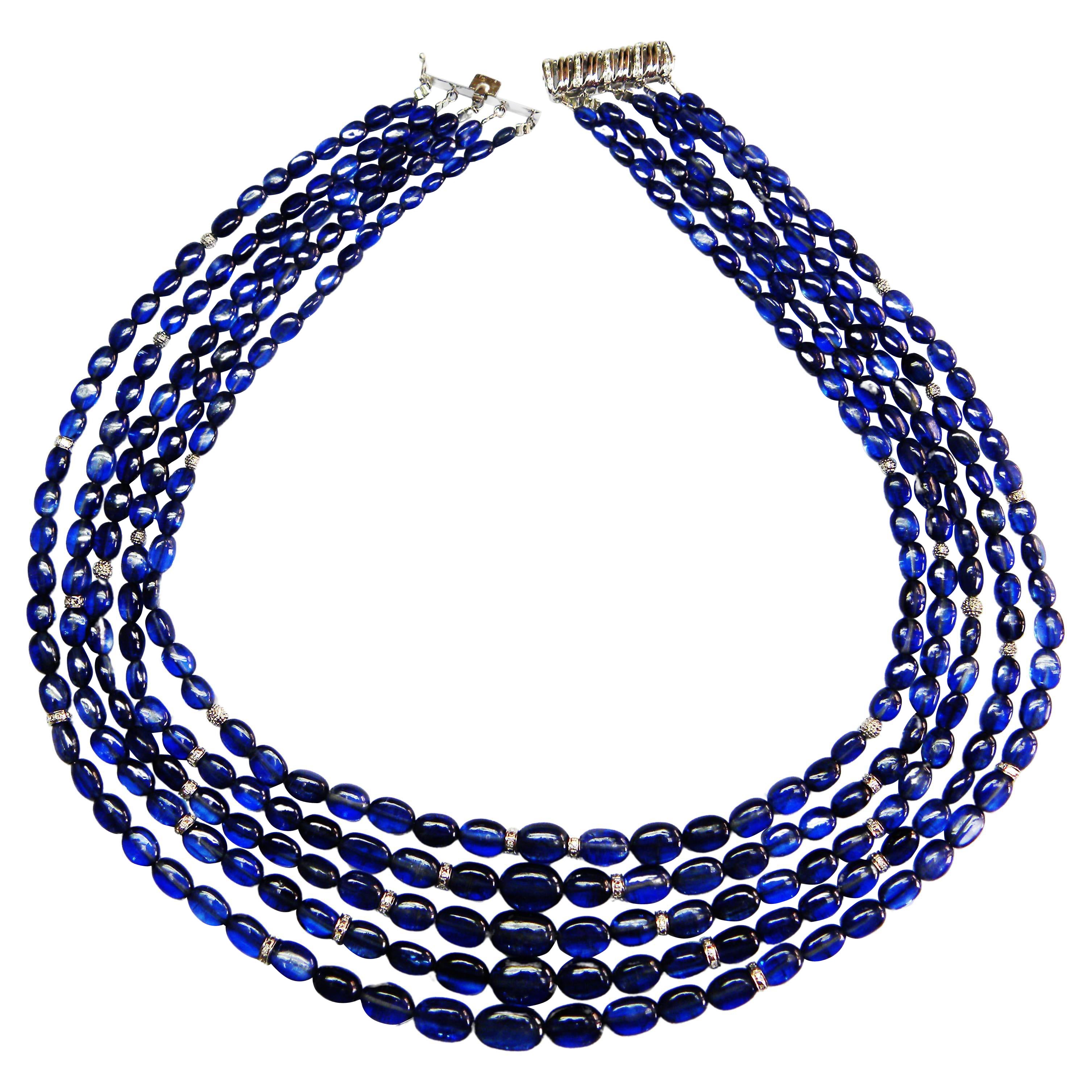 Collana con perle di kianite in oro 14k Cts 572.37 in vendita
