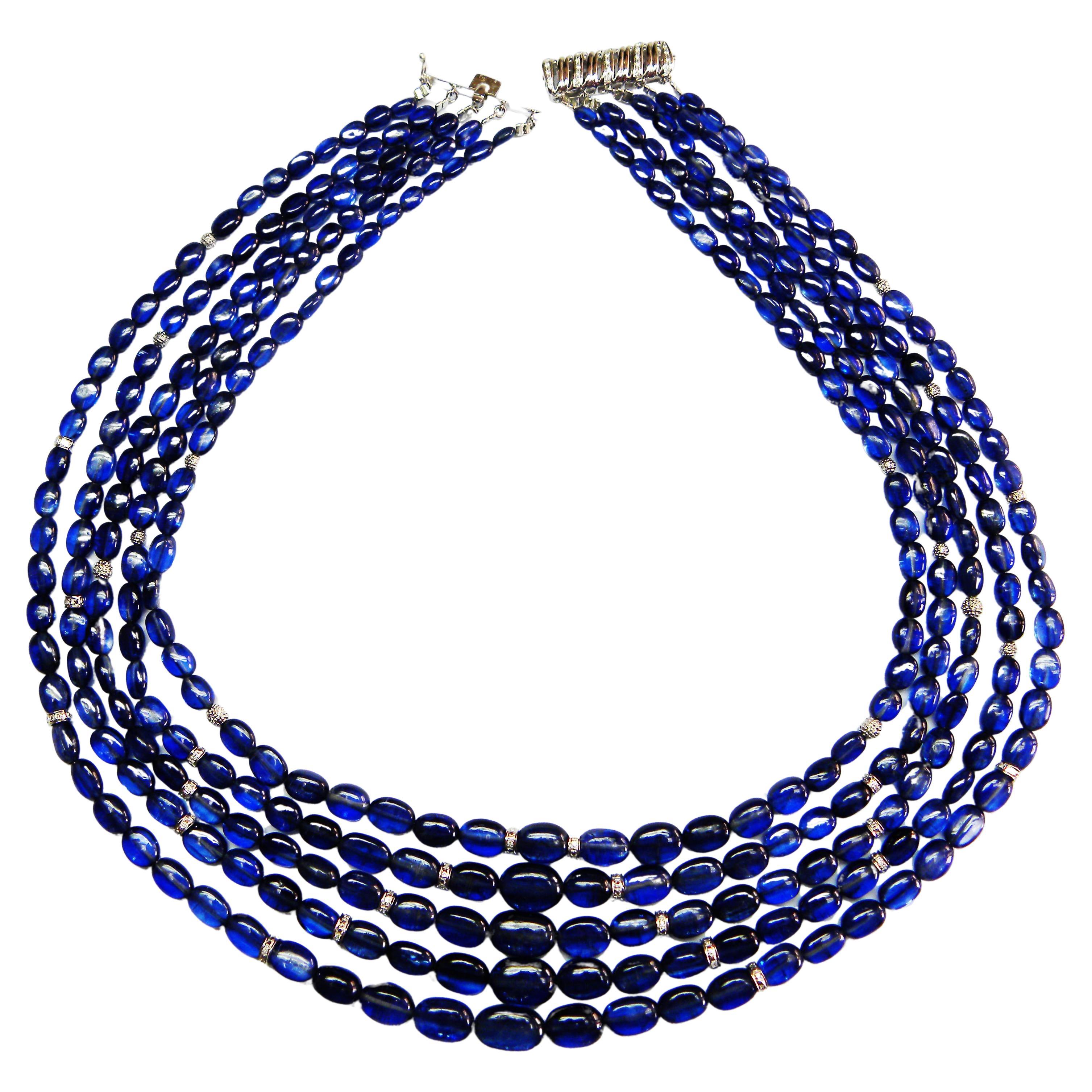 Collana con perle di kianite in oro 14k Cts 572.37