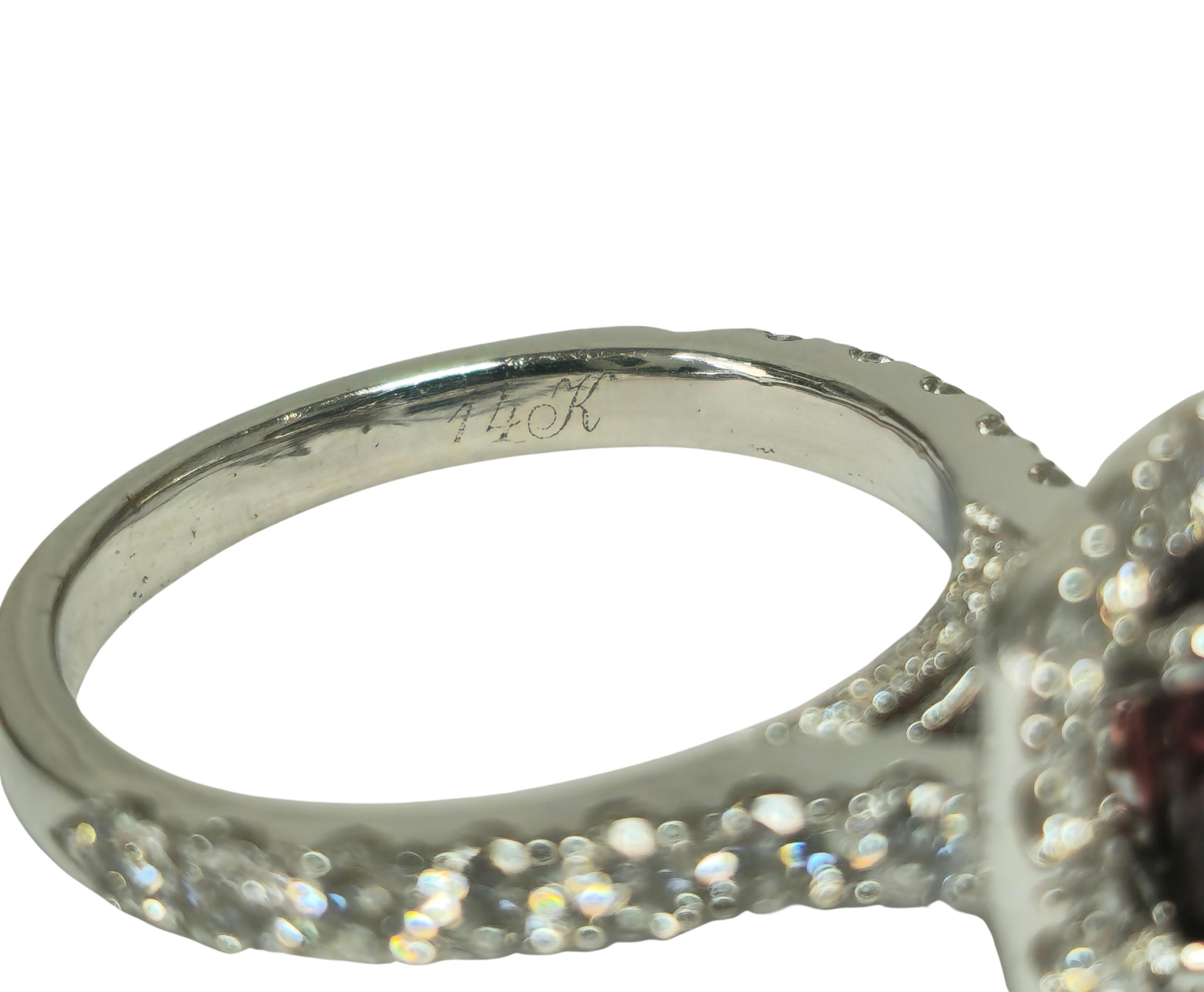 Women's or Men's 14k Gold, Ladies 2.40ct Garnet & Diamond Ring For Sale