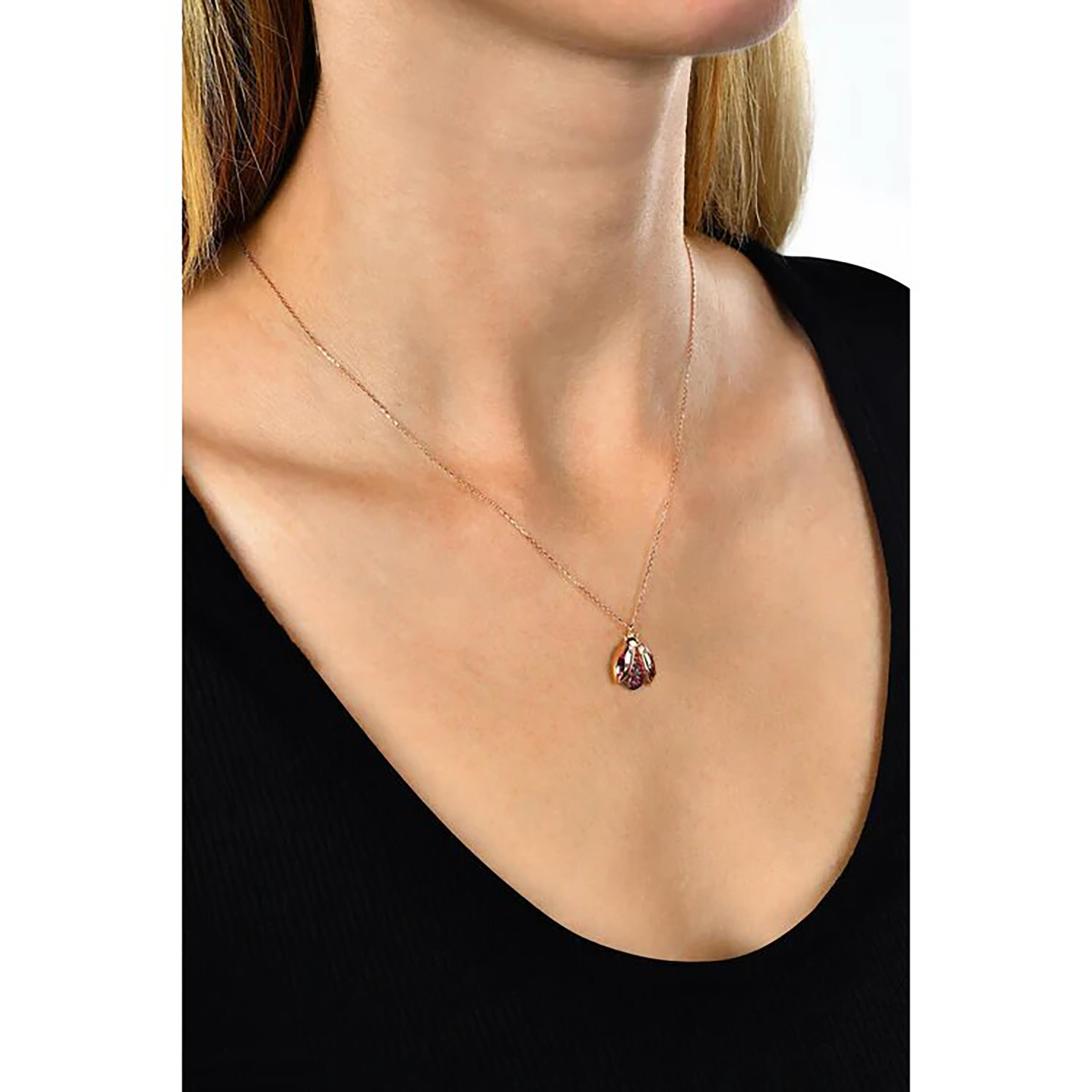 Collier coccinelle en or 14k, collier d'animaux en vente 2