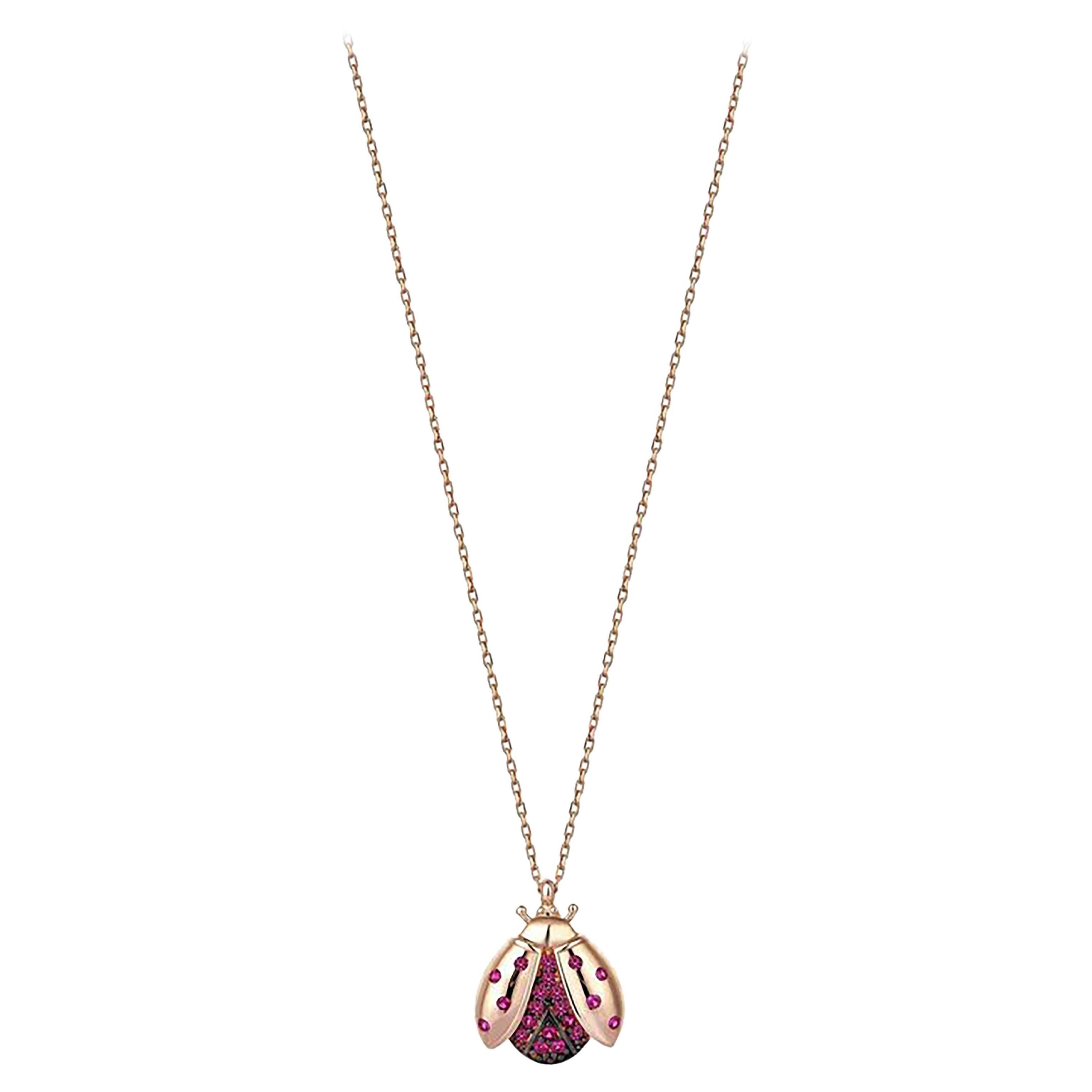 14k Gold Ladybug Necklace, Dainty Laydybird Necklace, Animal Necklace