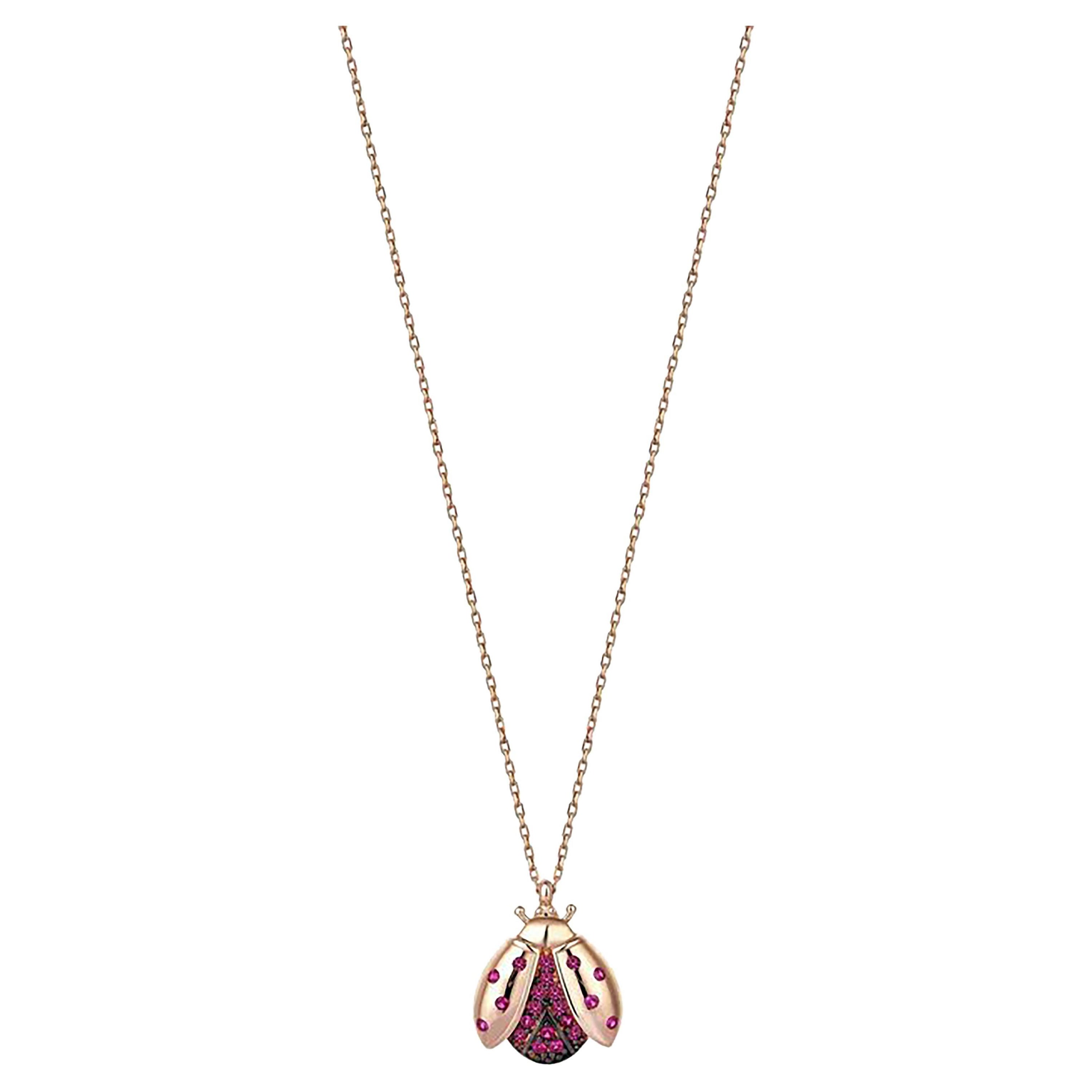 14k Gold Ladybug Necklace, Dainty Laydybird Necklace, Animal Necklace