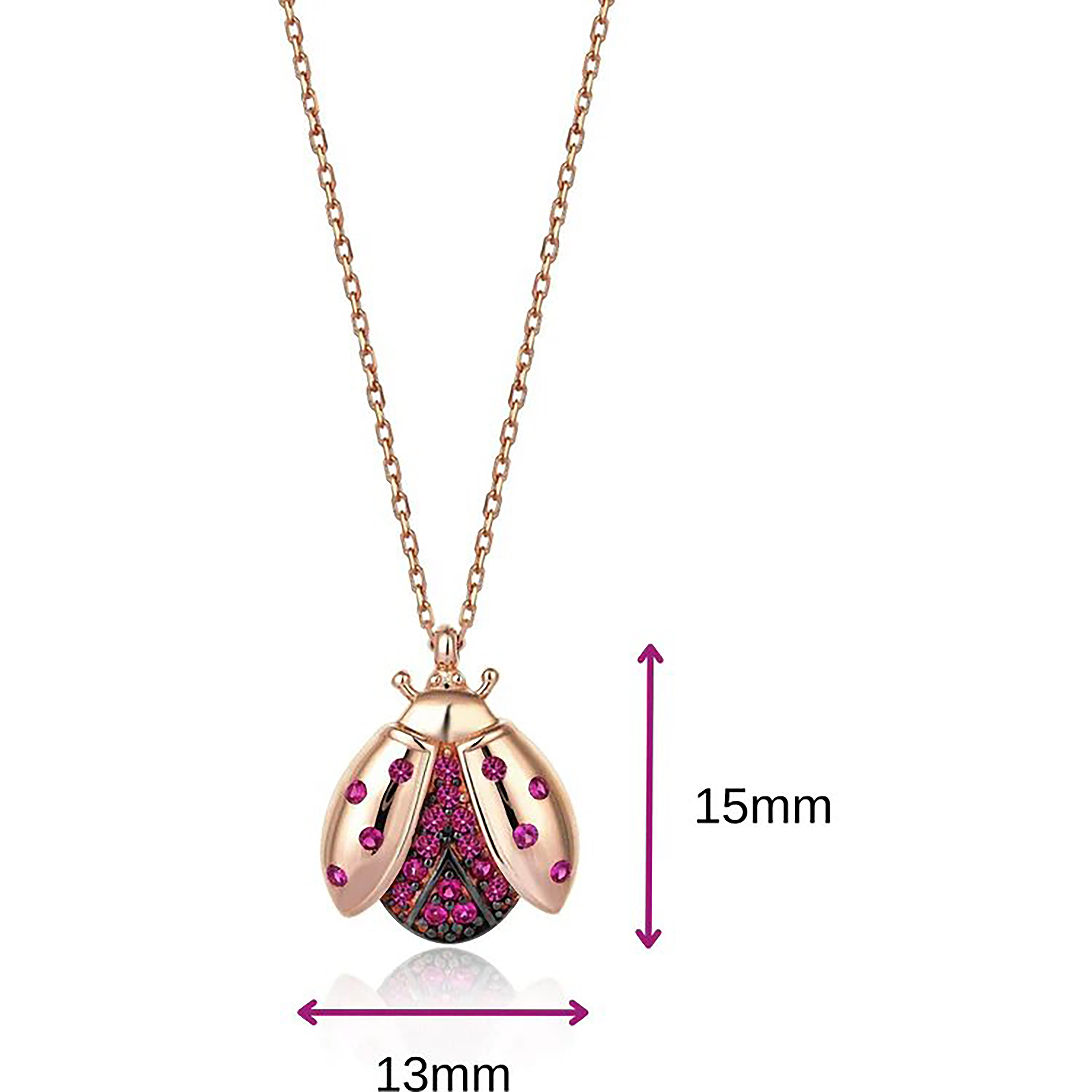 Modern 14k Gold Ladybug Necklace. 