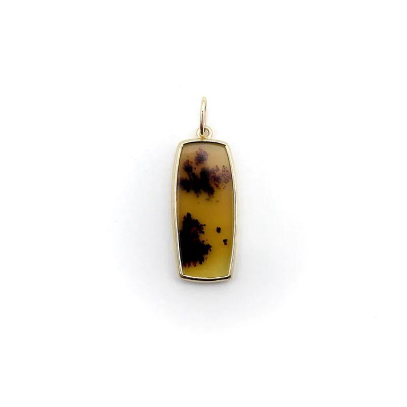 This 14k gold Landscape Agate pendant is a Kirsten’s Corner Signature piece. Landscape Agate is formed when the crystalline structure of the rock is still molten. The liquid is arrested in place to create shapes that, even after they harden, appear