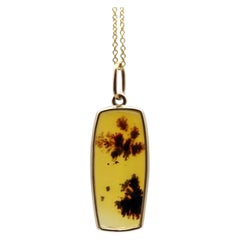 14K Gold Landscape Agate Pendant