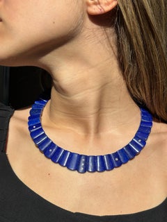 14k Gold, Lapis and Diamond Cleopatra Collar Necklace