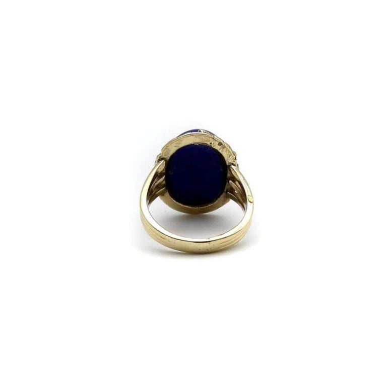 14K Gold Lapis Cabochon Gold Nugget Ring, circa Mid-Century For Sale 1