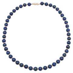 Collana a filo con perline di lapislazzuli in oro 14 carati