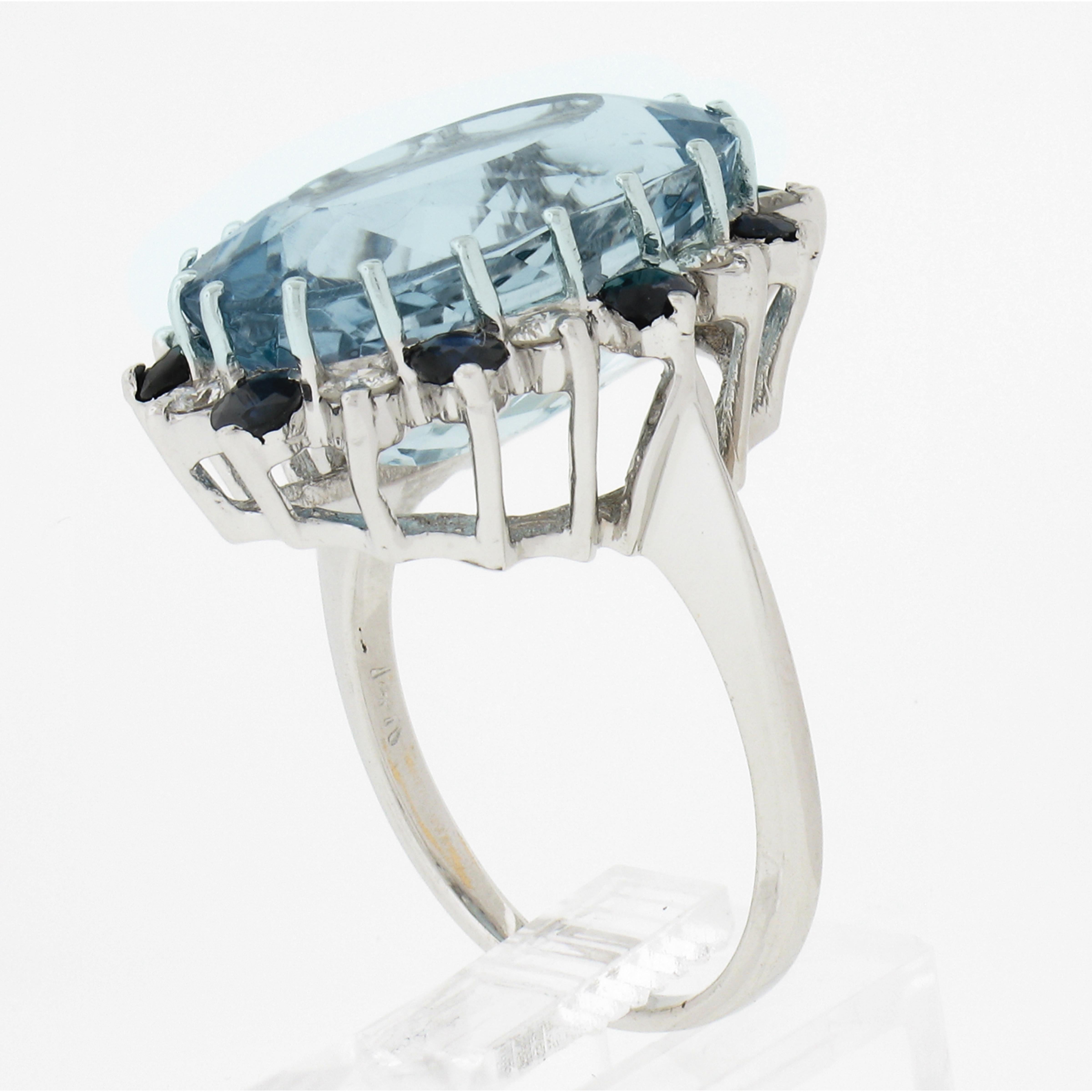 14K Gold Großer 16,77ctw GIA Oval Blauer Topas mit Saphir & Diamant Cocktail-Ring im Angebot 5