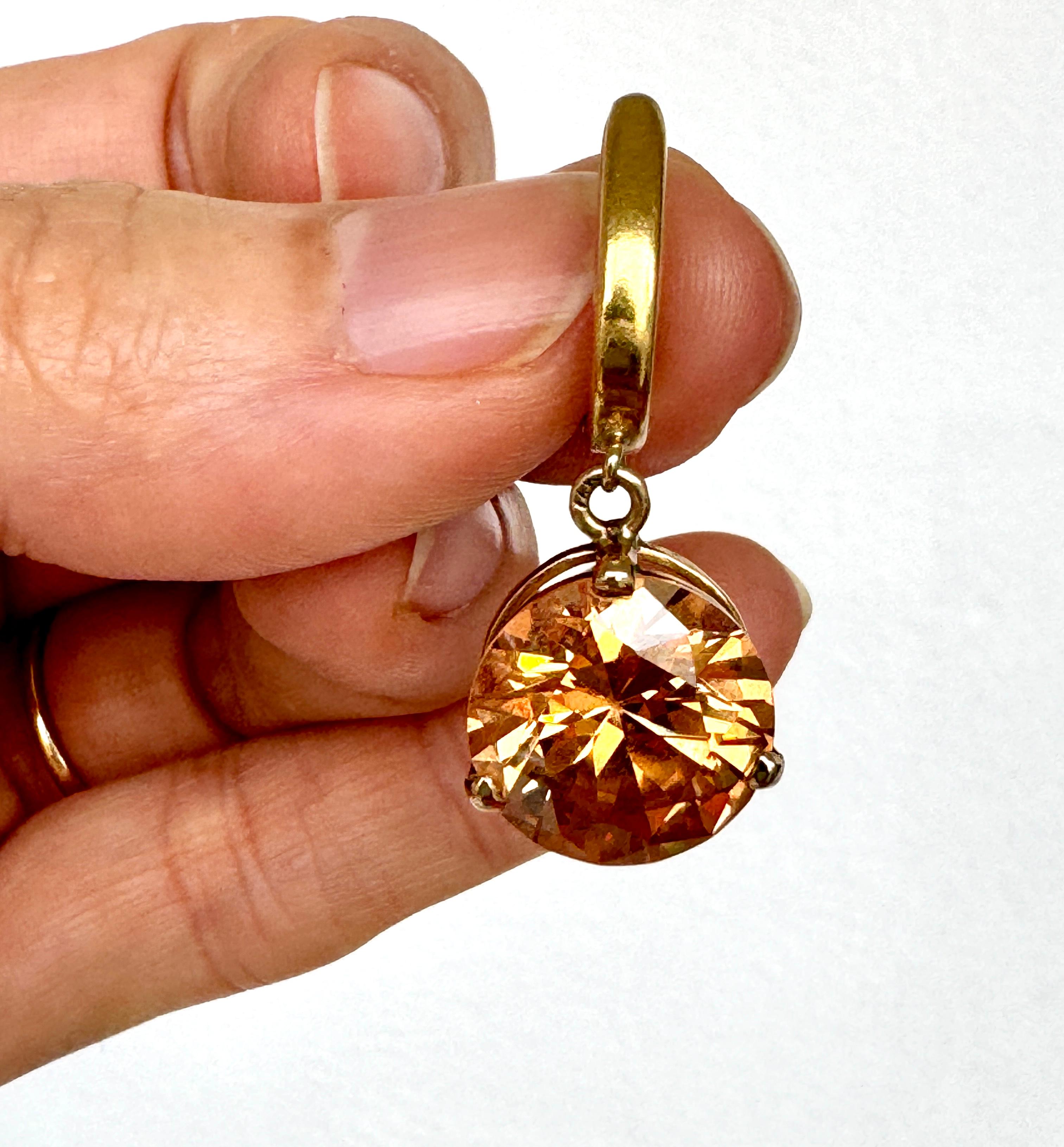 Women's 14K Gold Citrine Dangle Earrings For Sale