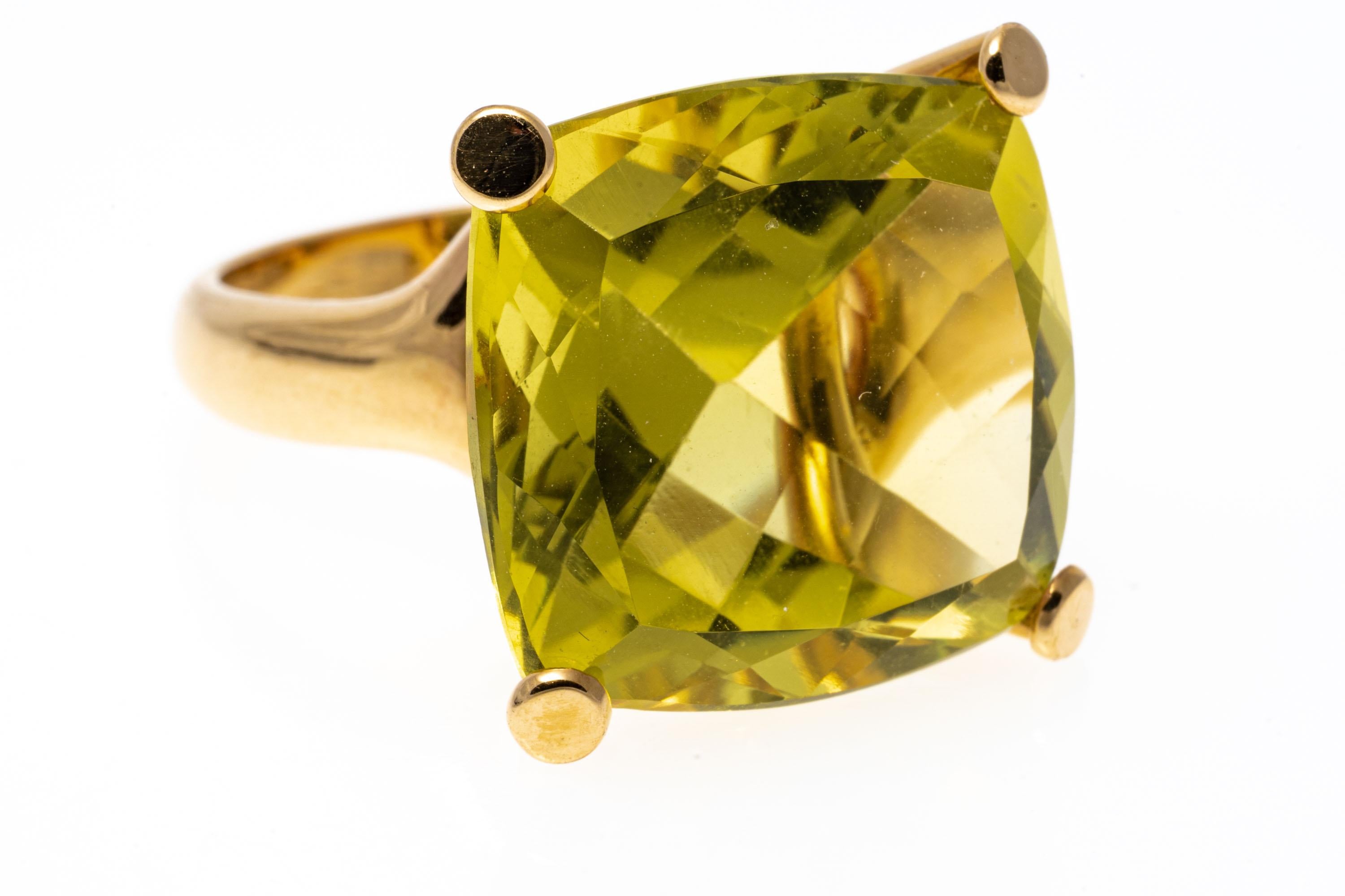 Anello in oro 14k con Citrino a Cuscino Contemporaneo Grande, App. 21,41 CTS in vendita 3