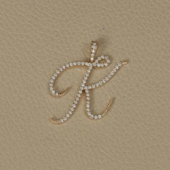 14K Gold Large Cursive Script 0.58 Ct Diamond Pavé Letter K Initial Pendant Gift