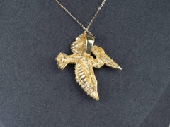 14K Gold Large Pelican Pendant Heavy 16g+ V1204