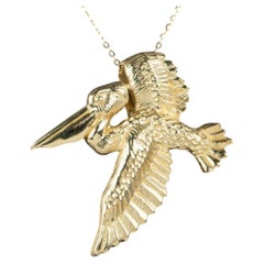 14K Gold Large Pelican Pendant Heavy 16g+ V1204