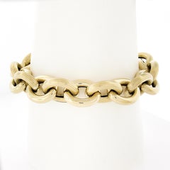 H. Stern 14k Gold Textured Polished Puffed Design Link Bracelet w/ Toggle Clasp