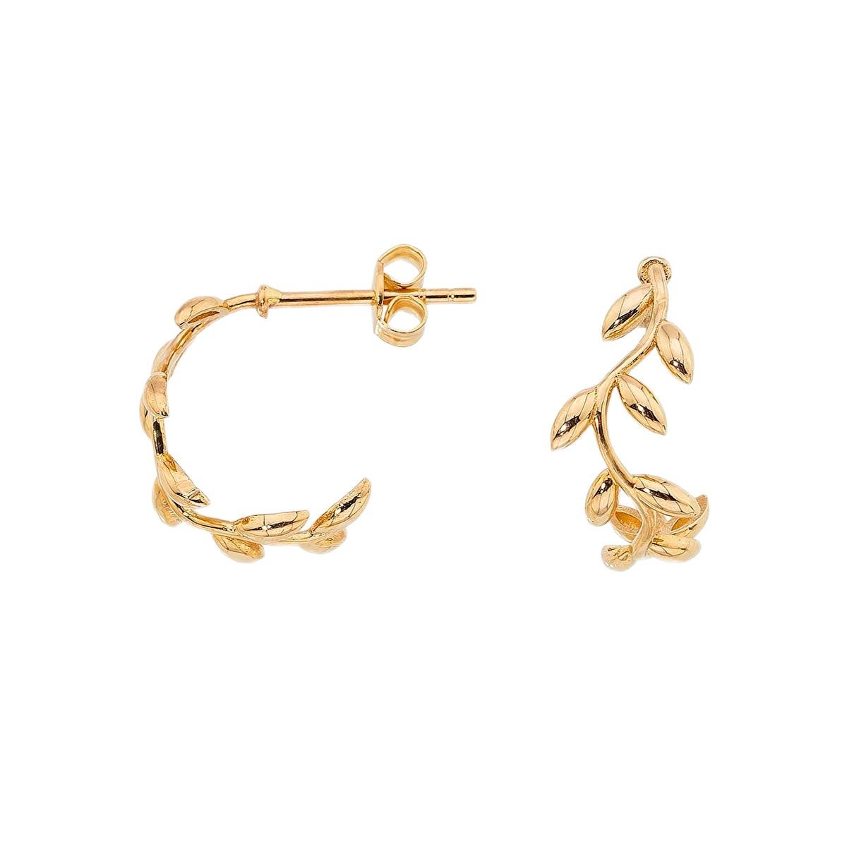  14k Gold Leaves Hoop Earrings. Olive Leaf  Stud Earrings. Dangle Plant Wedding Earrings. 

Total weight: 1.65 g.
Closure: stud
Earring size: 15x7mm
Style: Minimalist, floral
Sold as a pair.

This earrings - ready to ship in 3 working days. 
The