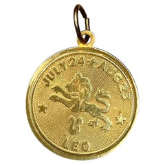 Vintage 14K Gold Leo Zodiac Charm Pendant