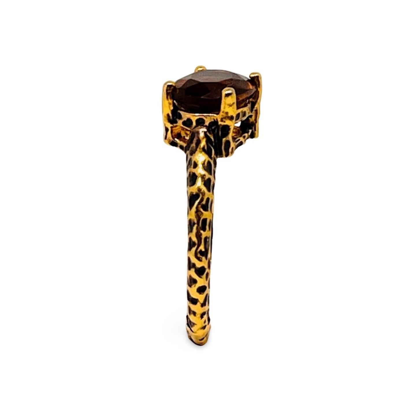 Bague en or 14K à texture léopard avec tourmaline et œil de tigre violet, taille 10 en vente 4
