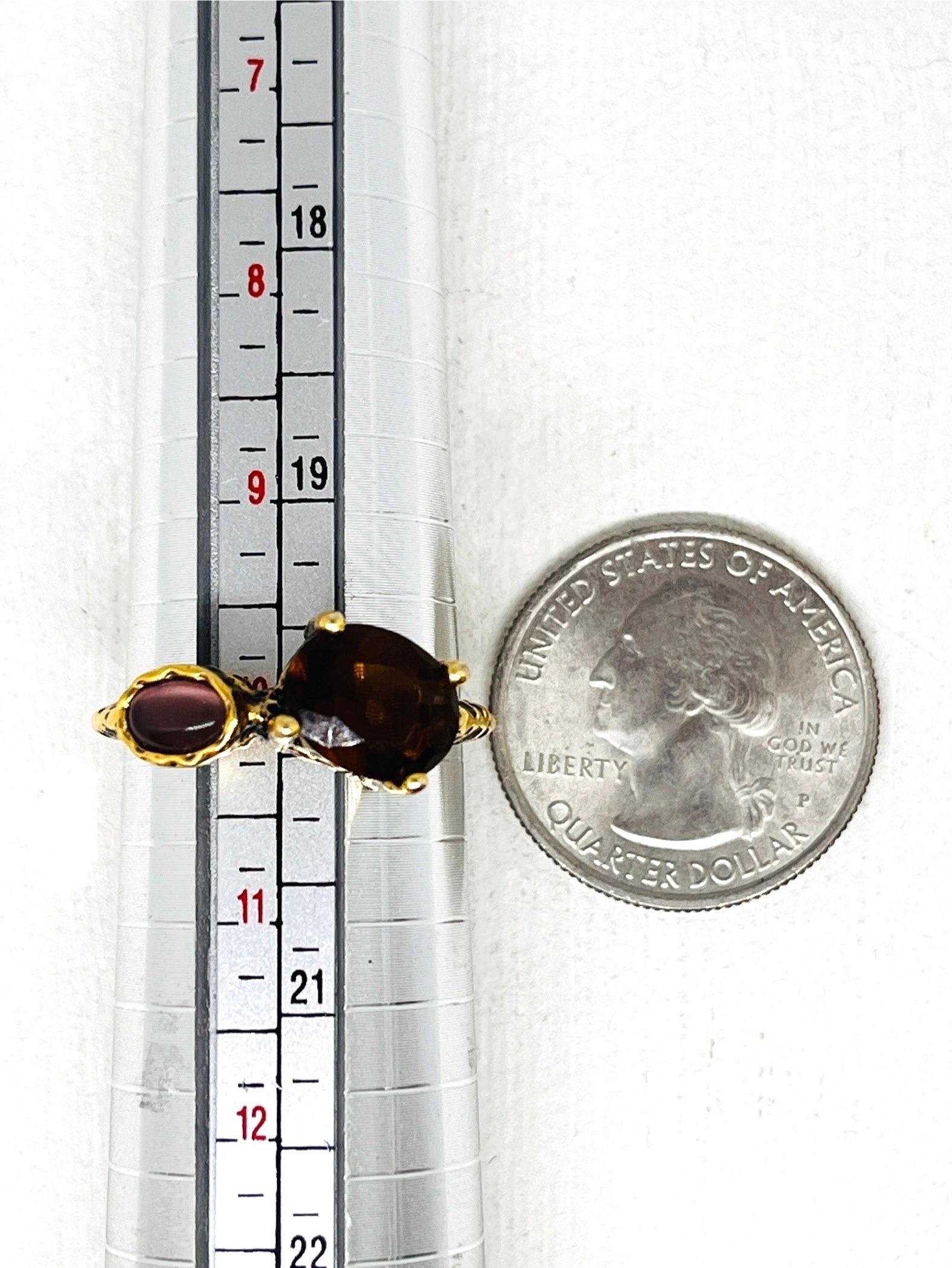 Bague en or 14K à texture léopard avec tourmaline et œil de tigre violet, taille 10 en vente 7