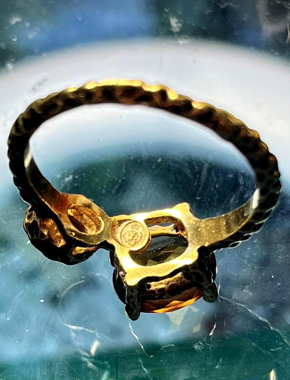 Bague en or 14K à texture léopard avec tourmaline et œil de tigre violet, taille 10 en vente 10