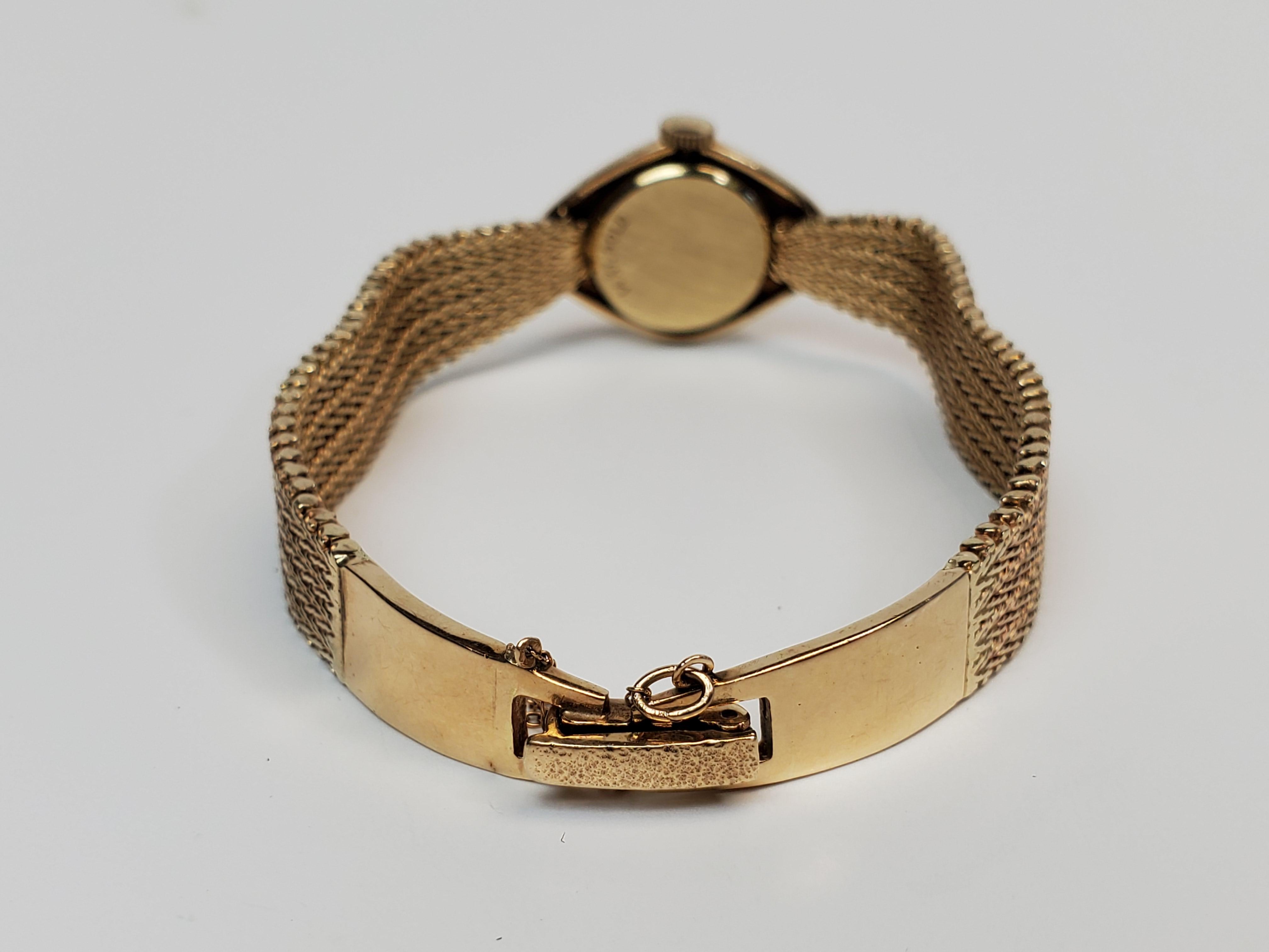 Round Cut 14K Gold Libana Wristwatch W/ Diamonds For Sale