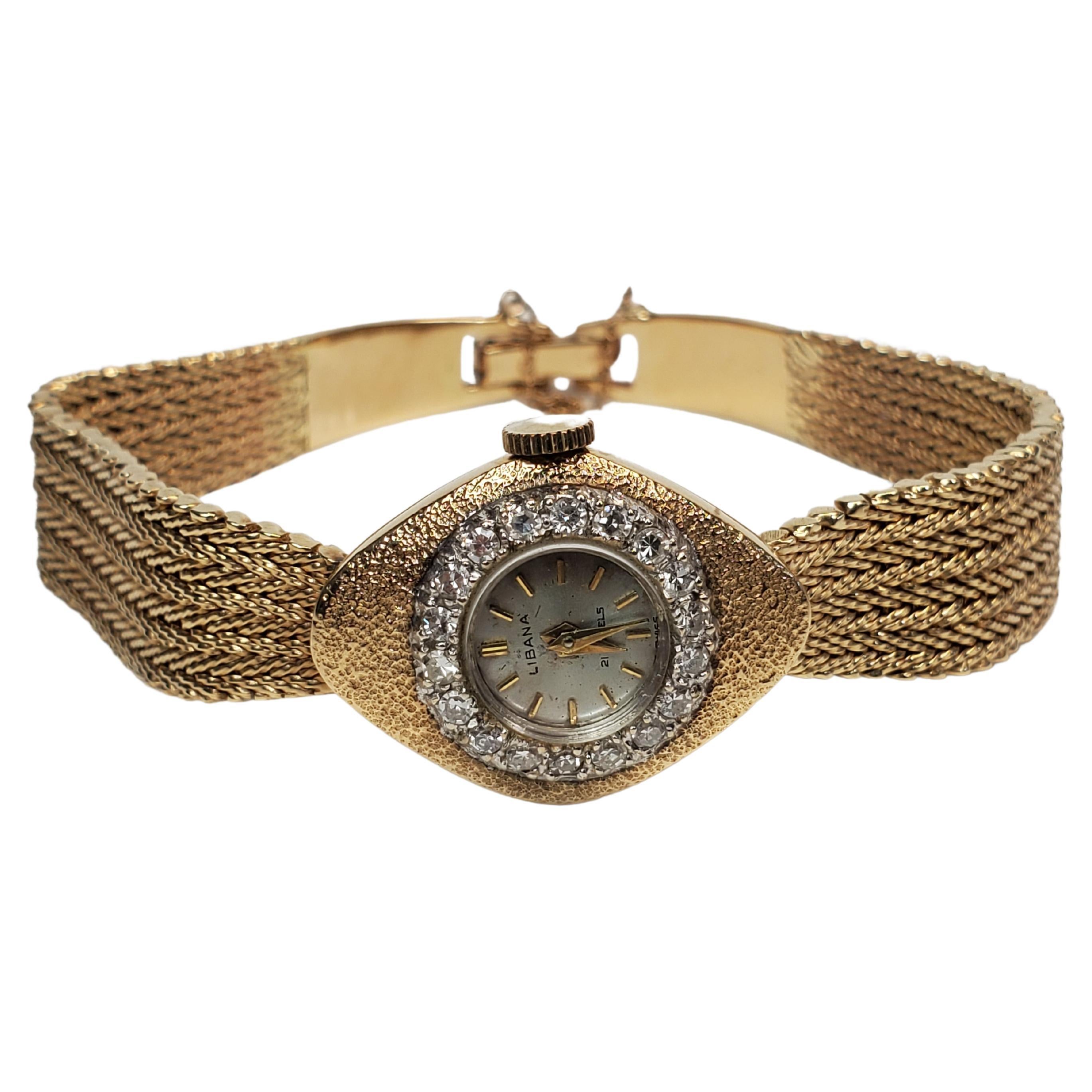 14K Gold Libana Wristwatch W/ Diamonds For Sale