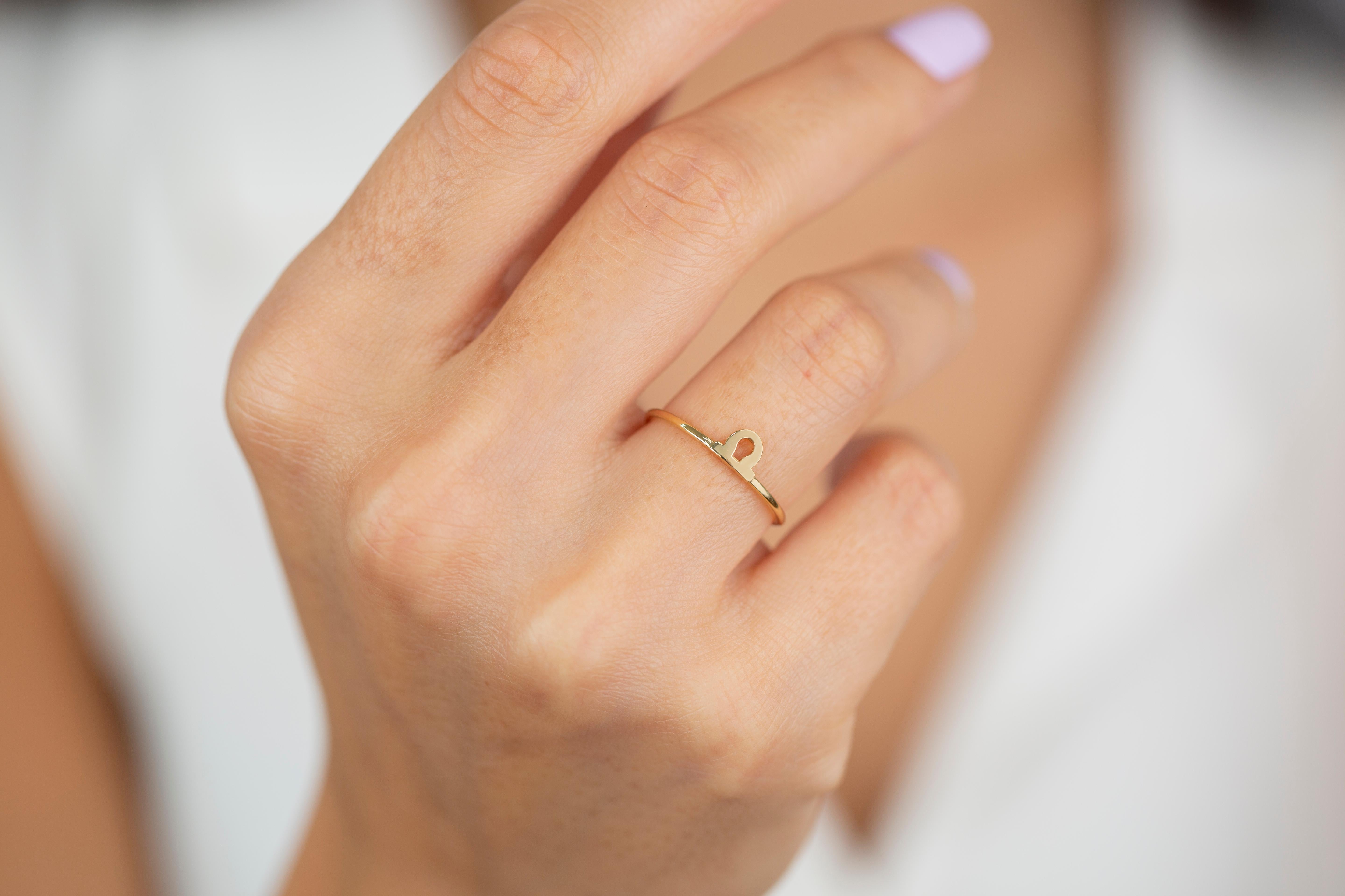 For Sale:  14k Gold Libra Ring, Libra Sign Gold Ring 2