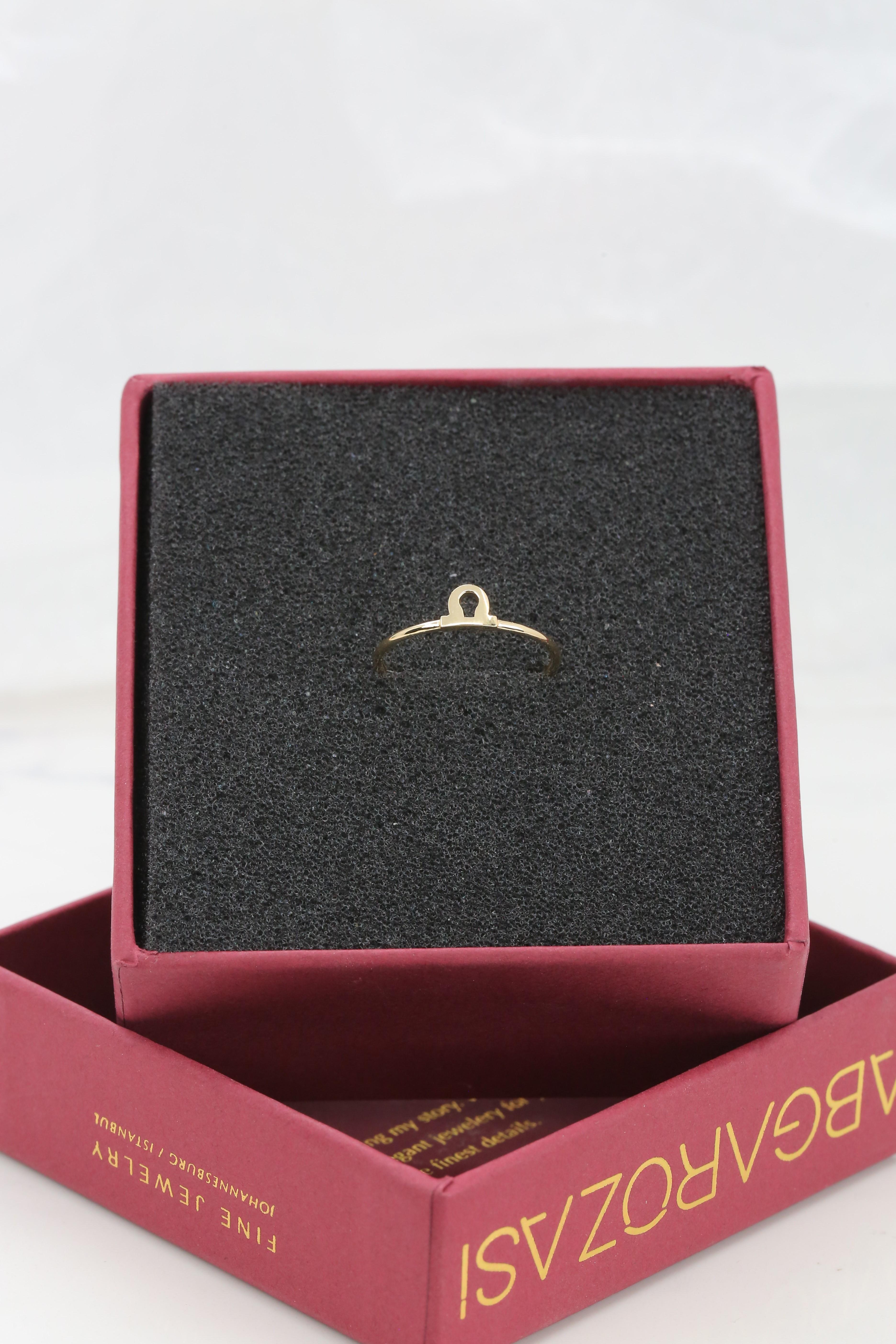 For Sale:  14k Gold Libra Ring, Libra Sign Gold Ring 4