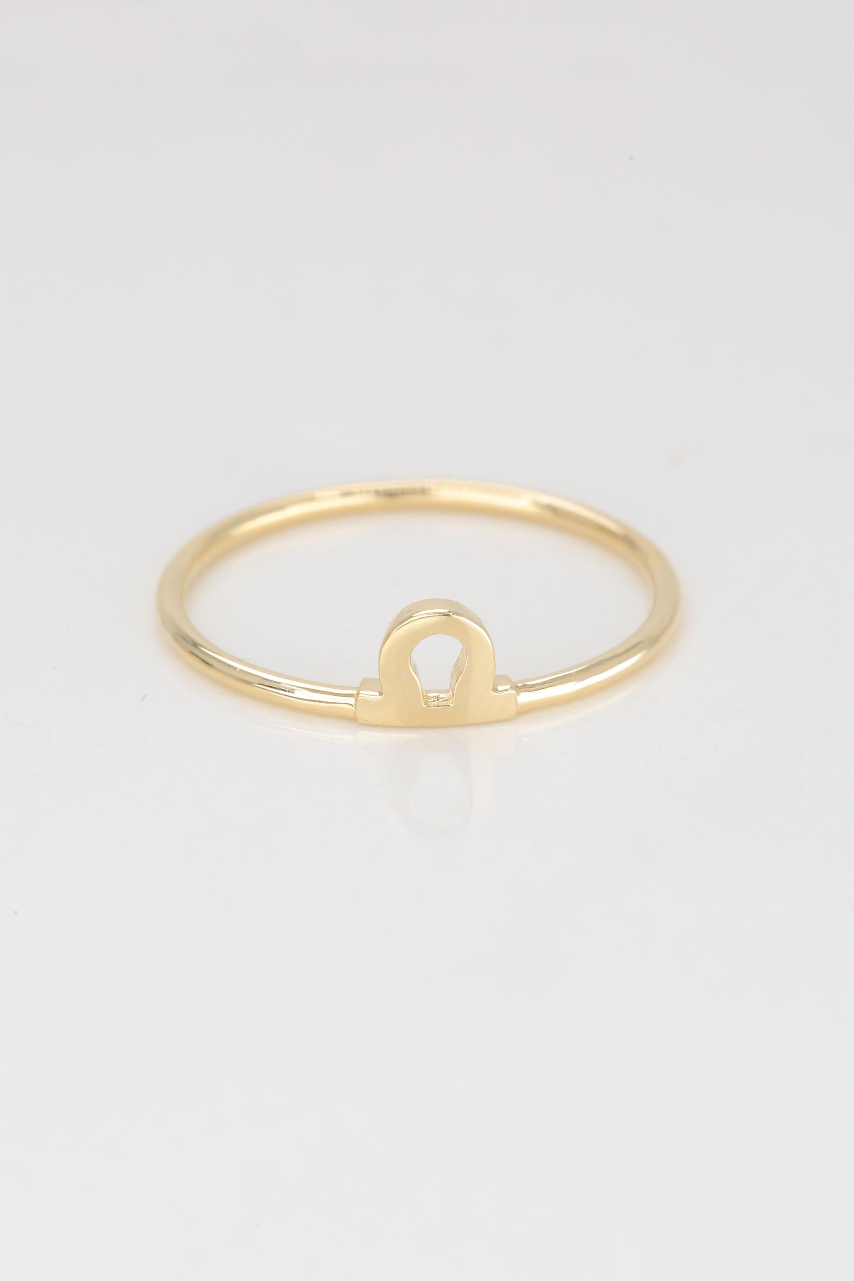 For Sale:  14k Gold Libra Ring, Libra Sign Gold Ring 7