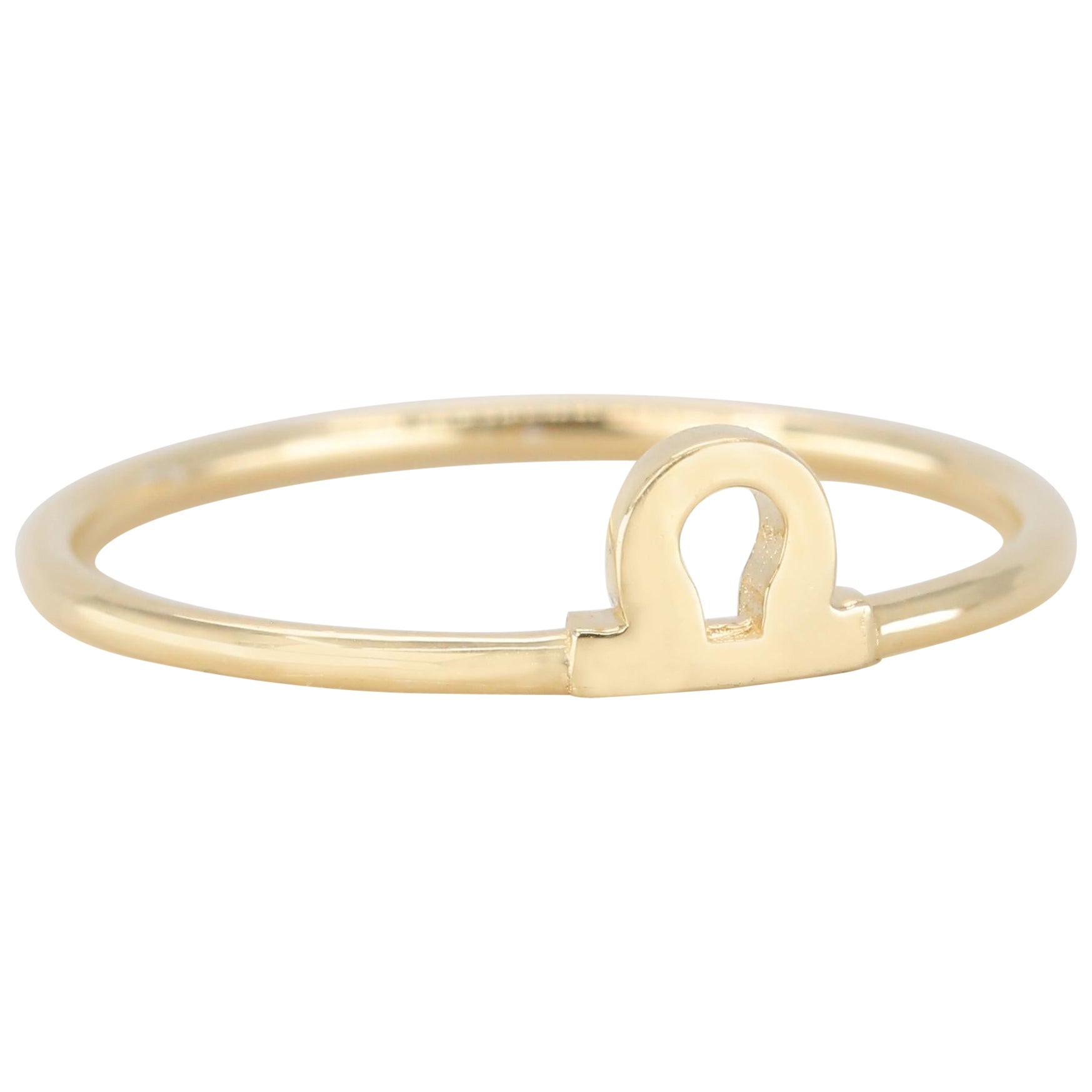 Im Angebot: 14K Gold Libra Ring - Waage Zeichen Goldring ()