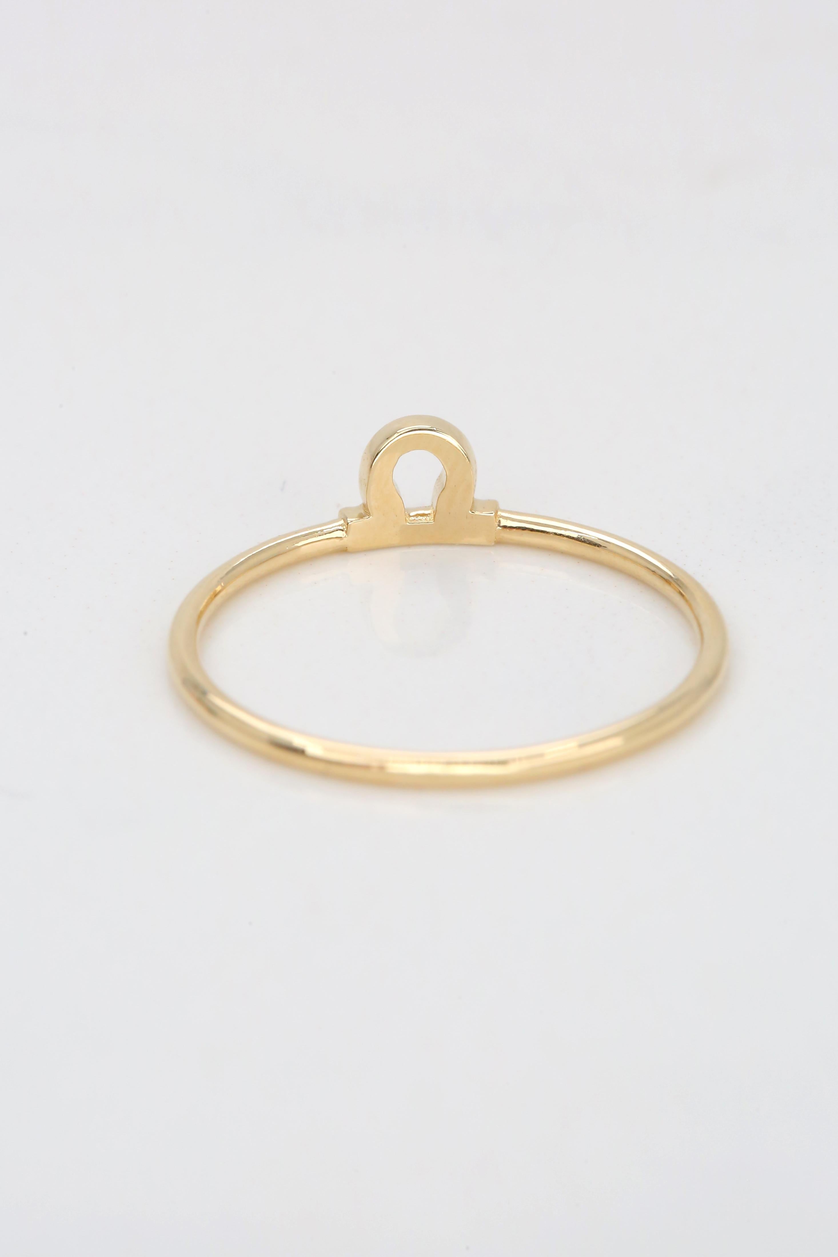 For Sale:  14K Gold Libra Zodiac Ring, Libra Sign Zodiac Ring 3